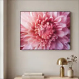 Dahlia - Bloem - Close up - Roze Textielframe - compleet frame klein -sfeer2