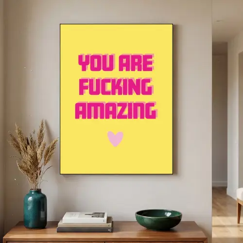 Geel - Valentijn - Tekst Textielframe zwart klein -sfeer1