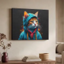 Graffiti - Kat - Zwart - Jas - Street art Textielframe - compleet frame klein -sfeer3