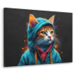 Graffiti - Kat - Zwart - Jas - Street art Textielframe zwart klein -3d