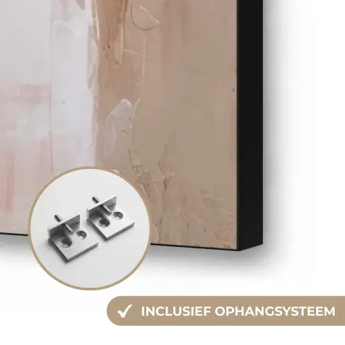 Kunst - Abstract - Beige - Verf Textielframe zwart klein -USP_ophangsysteemNL