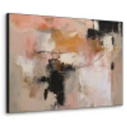 Kunst - Abstract - Beige - Verf Textielframe zwart klein -3d