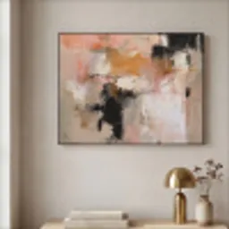 Kunst - Abstract - Beige - Verf Textielframe zwart klein -sfeer2