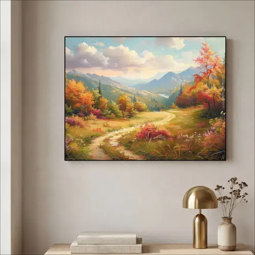 Landschap - Illustratie - Natuur Textielframe zwart klein -sfeer2