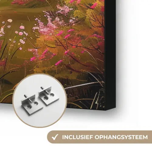 Landschap - Illustratie - Natuur Textielframe zwart klein -USP_ophangsysteemNL