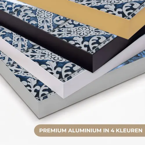 Meisje met de parel - Johannes Vermeer - Delfts blauw Textielframe zwart klein -USP_kleurenNL