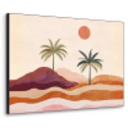 Palmbomen - Abstract - Zon - Heuvels Textielframe - compleet frame klein -3d