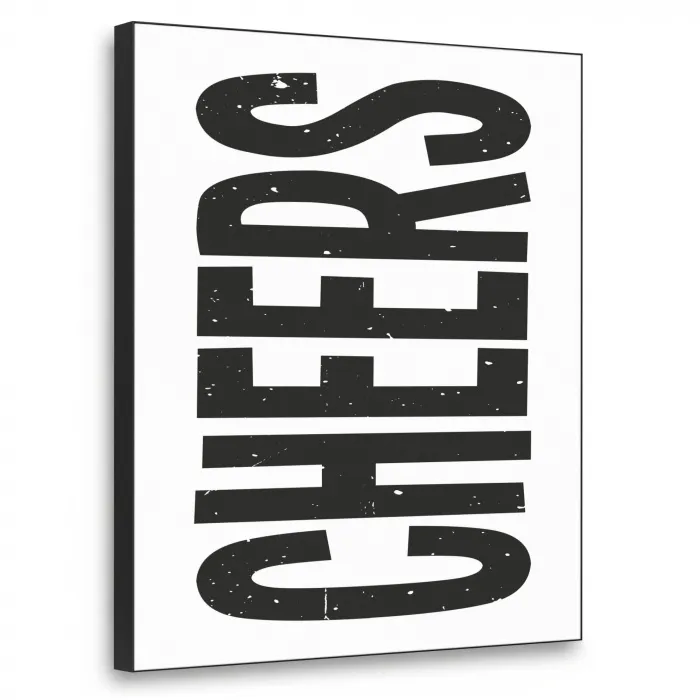 Retro - Cheers - Zwart - Decoratie Textielframe - compleet frame klein -3d