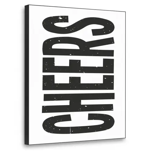 Retro - Cheers - Zwart - Decoratie Textielframe - compleet frame klein -3d