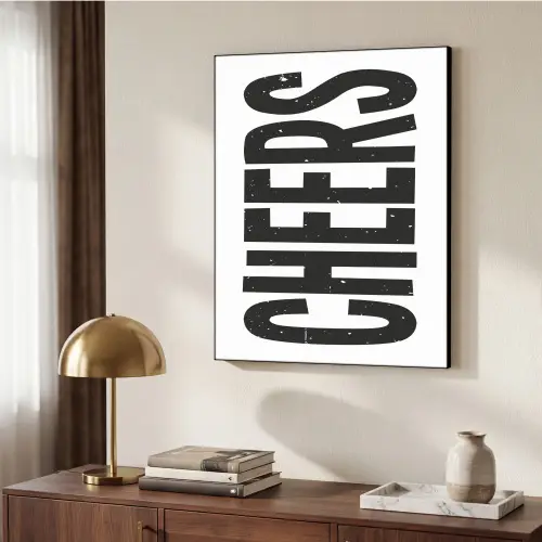 Retro - Cheers - Zwart - Decoratie Textielframe - compleet frame klein -sfeer3