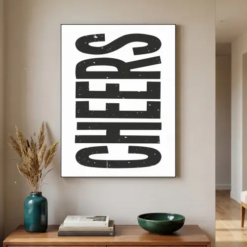 Retro - Cheers - Zwart - Decoratie Textielframe zwart klein -sfeer1