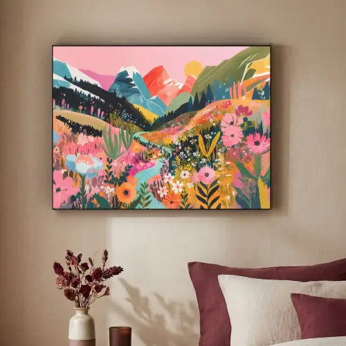 Rivier - Diepte - Bloemen Textielframe - compleet frame klein -sfeer1