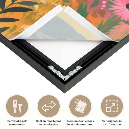Rivier - Diepte - Bloemen Textielframe zwart klein -USP_closeupNL