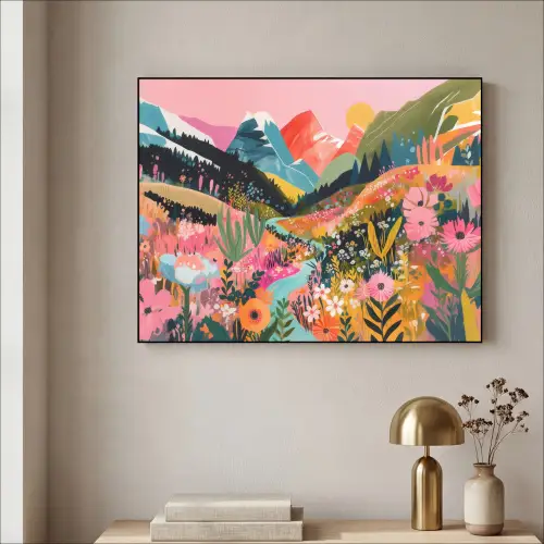 Rivier - Diepte - Bloemen Textielframe - compleet frame klein -sfeer2