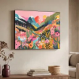 Rivier - Diepte - Bloemen Textielframe zwart klein -sfeer3