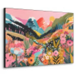 Rivier - Diepte - Bloemen Textielframe zwart klein -3d