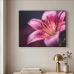 Roze - lelie - Dauwdruppels Textielframe - compleet frame klein -sfeer2