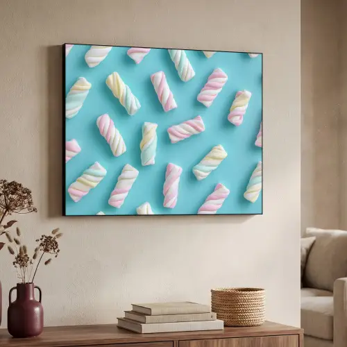 Spekjes - Pastel - Snoep - Blauw Textielframe zwart klein -sfeer3