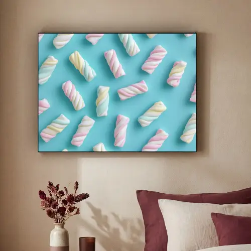 Spekjes - Pastel - Snoep - Blauw Textielframe - compleet frame klein -sfeer1