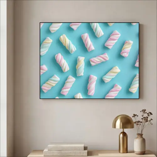 Spekjes - Pastel - Snoep - Blauw Textielframe zwart klein -sfeer2