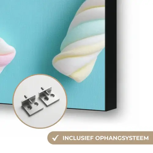 Spekjes - Pastel - Snoep - Blauw Textielframe zwart klein -USP_ophangsysteemNL