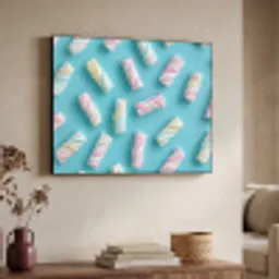Spekjes - Pastel - Snoep - Blauw Textielframe - compleet frame klein -sfeer3