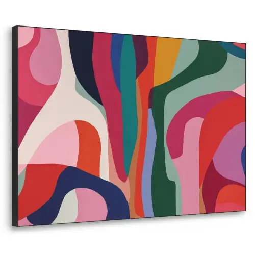 Vormen - Bochten - Kleurrijk - Abstract Textielframe zwart klein -3d