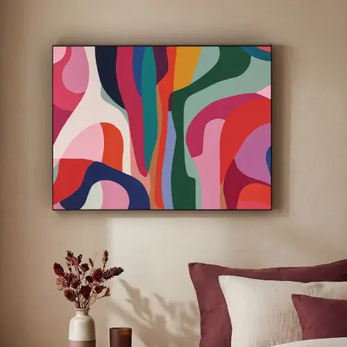 Vormen - Bochten - Kleurrijk - Abstract Textielframe - compleet frame klein -sfeer1