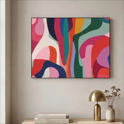 Vormen - Bochten - Kleurrijk - Abstract Textielframe zwart klein -sfeer2