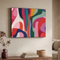 Vormen - Bochten - Kleurrijk - Abstract Textielframe - compleet frame klein -sfeer3