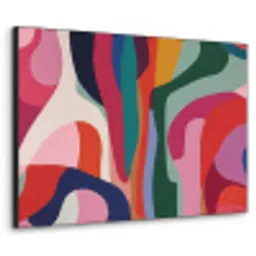 Vormen - Bochten - Kleurrijk - Abstract Textielframe zwart klein -3d