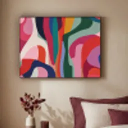 Vormen - Bochten - Kleurrijk - Abstract Textielframe - compleet frame klein -sfeer1