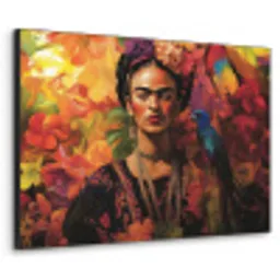 Vrouw - Bloemen - Papegaai - Schilderachtig Textielframe zwart klein -3d