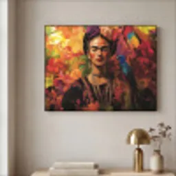 Vrouw - Bloemen - Papegaai - Schilderachtig Textielframe - compleet frame klein -sfeer2