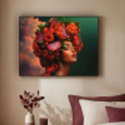 Vrouw - Drankenfruit - Rozen Textielframe zwart klein -sfeer1