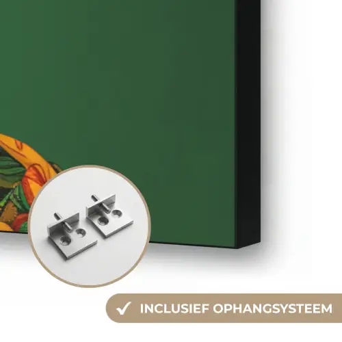 Vrouw - Groen - Modern - Bril - Abstract Textielframe zwart klein -USP_ophangsysteemNL