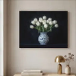 Wit - Bloemen - Tulpen - Vaas Textielframe - compleet frame klein -sfeer2