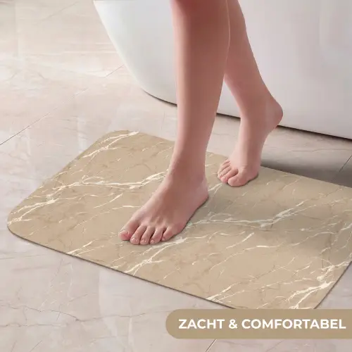 Beige - Marmer - Organisch - Wit Badmat klein 997 -USP_ZachtNL