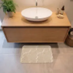 Beige - Marmer - Organisch - Wit Badmat klein 997 -sfeer1