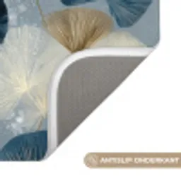 Bladeren - Abstract - Goud - Blauw Badmat klein -USP_AntislipNL