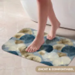 Bladeren - Abstract - Goud - Blauw Badmat klein -USP_ZachtNL