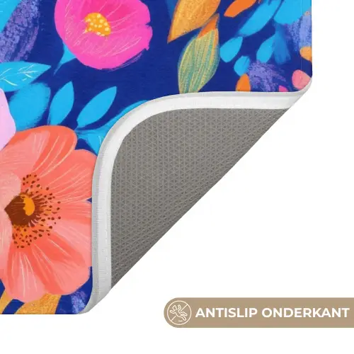 Bloemen - Blauw - Roze Badmat klein -USP_AntislipNL