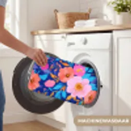Bloemen - Blauw - Roze Badmat klein -USP_WasbaarNL