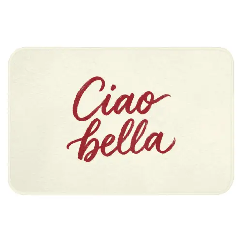 Ciao bella - Rood - Wit - Minimalistisch Badmat klein -3d