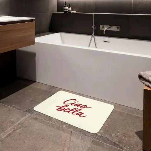 Ciao bella - Rood - Wit - Minimalistisch Badmat klein -sfeer3