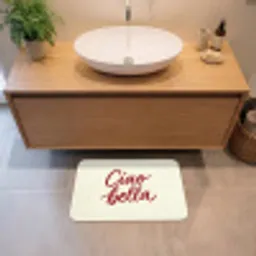 Ciao bella - Rood - Wit - Minimalistisch Badmat klein -sfeer1