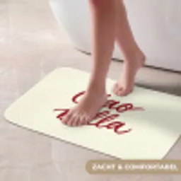 Ciao bella - Rood - Wit - Minimalistisch Badmat klein -USP_ZachtNL