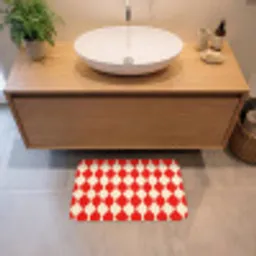 Golvend patroon - Retro - Rood - Beige Badmat klein 997 -sfeer1