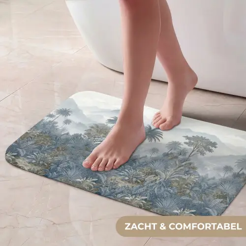 Jungle - Landschap - Blauw Badmat klein -USP_ZachtNL