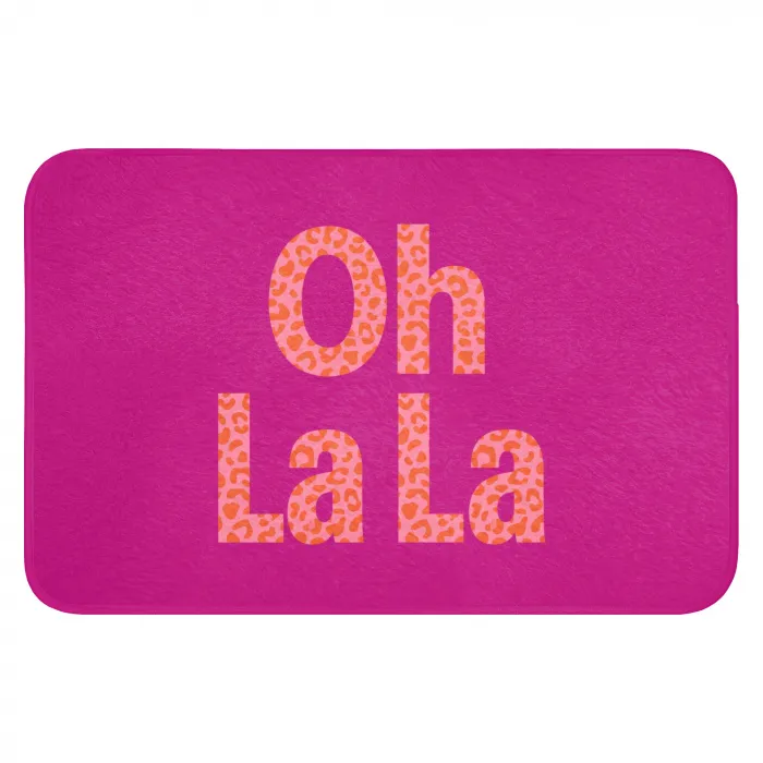 Oh la la - Luipaardprint - Roze Badmat klein -3d